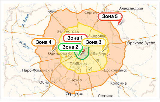 Карта доставки мебели WELLIGE в Москве